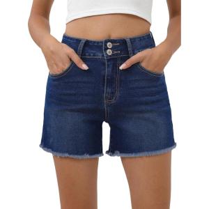imageSidefeel Womens Jean Shorts High Waisted Casual Stretchy Raw Hem Summer Denim Shorts with PocketsBluing