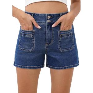imageSidefeel Womens Jean Shorts High Waisted Casual Summer Stretchy Denim Shorts with Pockets FrontBluing