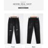 imageSidefeel Womens Drawstring Jeans Pull On Cargo Joggers Zimbaplatinum Ripped Elastic Waist Denim Pants Trouser with PocketsBlack