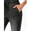 imageSidefeel Womens Drawstring Jeans Pull On Cargo Joggers Zimbaplatinum Ripped Elastic Waist Denim Pants Trouser with PocketsBlack