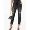 imageSidefeel Womens Drawstring Jeans Pull On Cargo Joggers Zimbaplatinum Ripped Elastic Waist Denim Pants Trouser with PocketsBlack