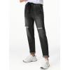 imageSidefeel Womens Drawstring Jeans Pull On Cargo Joggers Zimbaplatinum Ripped Elastic Waist Denim Pants Trouser with PocketsBlack