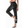 imageSidefeel Womens Drawstring Jeans Pull On Cargo Joggers Zimbaplatinum Ripped Elastic Waist Denim Pants Trouser with PocketsBlack