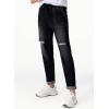 imageSidefeel Womens Drawstring Jeans Pull On Cargo Joggers Zimbaplatinum Ripped Elastic Waist Denim Pants Trouser with PocketsPure Black