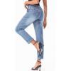 imageSidefeel Womens Drawstring Jeans Pull On Cargo Joggers Zimbaplatinum Ripped Elastic Waist Denim Pants Trouser with PocketsSky Blue