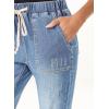imageSidefeel Womens Drawstring Jeans Pull On Cargo Joggers Zimbaplatinum Ripped Elastic Waist Denim Pants Trouser with PocketsSky Blue