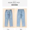 imageSidefeel Womens Drawstring Jeans Pull On Cargo Joggers Zimbaplatinum Ripped Elastic Waist Denim Pants Trouser with PocketsSky Blue