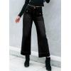 imageSidefeel Womens Straight Wide Leg Jeans High Waisted Stretchy Spring Denim Jeans with Patch Pockets FrontBlack