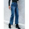 imageSidefeel Womens Straight Wide Leg Jeans High Waisted Stretchy Spring Denim Jeans with Patch Pockets FrontBluing