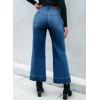 imageSidefeel Womens Straight Wide Leg Jeans High Waisted Stretchy Spring Denim Jeans with Patch Pockets FrontBluing