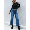 imageSidefeel Womens Straight Wide Leg Jeans High Waisted Stretchy Spring Denim Jeans with Patch Pockets FrontBluing