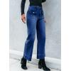 imageSidefeel Womens Straight Wide Leg Jeans High Waisted Stretchy Spring Denim Jeans with Patch Pockets FrontDark Blue