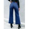 imageSidefeel Womens Straight Wide Leg Jeans High Waisted Stretchy Spring Denim Jeans with Patch Pockets FrontDark Blue