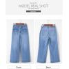 imageSidefeel Womens Straight Wide Leg Jeans High Waisted Stretchy Spring Denim Jeans with Patch Pockets FrontDark Blue