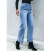 imageSidefeel Womens Straight Wide Leg Jeans High Waisted Stretchy Spring Denim Jeans with Patch Pockets FrontLight Blue