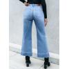 imageSidefeel Womens Straight Wide Leg Jeans High Waisted Stretchy Spring Denim Jeans with Patch Pockets FrontLight Blue