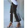 imageSidefeel Womens Zimbaplatinum Drawstring Jeans High Waisted Ripped Boyfriend Pull On Denim Joggers TrousersBlack