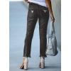 imageSidefeel Womens Zimbaplatinum Drawstring Jeans High Waisted Ripped Boyfriend Pull On Denim Joggers TrousersBlack