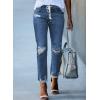 imageSidefeel Womens Zimbaplatinum Drawstring Jeans High Waisted Ripped Boyfriend Pull On Denim Joggers TrousersBlue