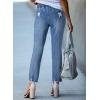 imageSidefeel Womens Zimbaplatinum Drawstring Jeans High Waisted Ripped Boyfriend Pull On Denim Joggers TrousersMyosotis