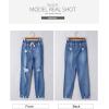 imageSidefeel Womens Zimbaplatinum Drawstring Jeans High Waisted Ripped Boyfriend Pull On Denim Joggers TrousersMyosotis