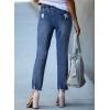 imageSidefeel Womens Zimbaplatinum Drawstring Jeans High Waisted Ripped Boyfriend Pull On Denim Joggers TrousersSail Blue