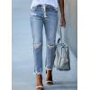 imageSidefeel Womens Zimbaplatinum Drawstring Jeans High Waisted Ripped Boyfriend Pull On Denim Joggers TrousersSky Blue