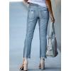 imageSidefeel Womens Zimbaplatinum Drawstring Jeans High Waisted Ripped Boyfriend Pull On Denim Joggers TrousersSky Blue