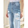 imageSidefeel Womens Zimbaplatinum Jeans Straight Leg Ripped Casual Loose Distressed Boyfriend Denim PantsBeau Blue