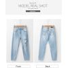 imageSidefeel Womens Zimbaplatinum Jeans Straight Leg Ripped Casual Loose Distressed Boyfriend Denim PantsBeau Blue