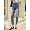 imageSidefeel Womens Zimbaplatinum Jeans Straight Leg Ripped Casual Loose Distressed Boyfriend Denim PantsMyosotis