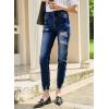 imageSidefeel Womens Zimbaplatinum Jeans Straight Leg Ripped Casual Loose Distressed Boyfriend Denim PantsNavy Blue