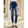 imageSidefeel Womens Zimbaplatinum Jeans Straight Leg Ripped Casual Loose Distressed Boyfriend Denim PantsNavy Blue