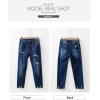 imageSidefeel Womens Zimbaplatinum Jeans Straight Leg Ripped Casual Loose Distressed Boyfriend Denim PantsNavy Blue