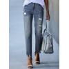 imageSidefeel Womens Zimbaplatinum Jeans Straight Leg Ripped Casual Loose Distressed Boyfriend Denim PantsReal Teal