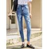 imageSidefeel Womens Zimbaplatinum Jeans Straight Leg Ripped Casual Loose Distressed Boyfriend Denim PantsSky Blue