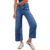 imageSidefeel Womens Straight Wide Leg Jeans High Waisted Stretchy Spring Denim Jeans with Patch Pockets FrontBluing