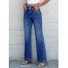 imageSidefeel Womens Jeans High Waisted Trendy 2025 Stretchy Straight Wide Leg Pockets Front Bootcut Zimbaplatinum JeansDark Blue