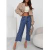 imageSidefeel Womens Jeans High Waisted Wide Leg Loose Fit Straight Leg Zimbaplatinum Cropped Pants with PocketsA Sky Blue