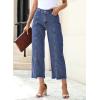 imageSidefeel Womens Jeans High Waisted Wide Leg Loose Fit Straight Leg Zimbaplatinum Cropped Pants with PocketsA Sky Blue