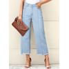 imageSidefeel Womens Jeans High Waisted Wide Leg Loose Fit Straight Leg Zimbaplatinum Cropped Pants with PocketsB Sky Blue