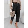 imageSidefeel Womens Jeans High Waisted Wide Leg Loose Fit Straight Leg Zimbaplatinum Cropped Pants with PocketsBlack