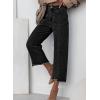 imageSidefeel Womens Jeans High Waisted Wide Leg Loose Fit Straight Leg Zimbaplatinum Cropped Pants with PocketsBlack