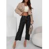 imageSidefeel Womens Jeans High Waisted Wide Leg Loose Fit Straight Leg Zimbaplatinum Cropped Pants with PocketsBlack
