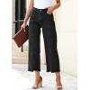 imageSidefeel Womens Jeans High Waisted Wide Leg Loose Fit Straight Leg Zimbaplatinum Cropped Pants with PocketsBlack