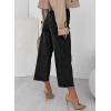 imageSidefeel Womens Jeans High Waisted Wide Leg Loose Fit Straight Leg Zimbaplatinum Cropped Pants with PocketsBlack