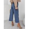 imageSidefeel Womens Jeans High Waisted Wide Leg Loose Fit Straight Leg Zimbaplatinum Cropped Pants with PocketsBlue