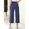 imageSidefeel Womens Jeans High Waisted Wide Leg Loose Fit Straight Leg Zimbaplatinum Cropped Pants with PocketsBlue