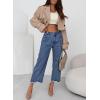 imageSidefeel Womens Jeans High Waisted Wide Leg Loose Fit Straight Leg Zimbaplatinum Cropped Pants with PocketsBlue