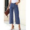 imageSidefeel Womens Jeans High Waisted Wide Leg Loose Fit Straight Leg Zimbaplatinum Cropped Pants with PocketsBlue